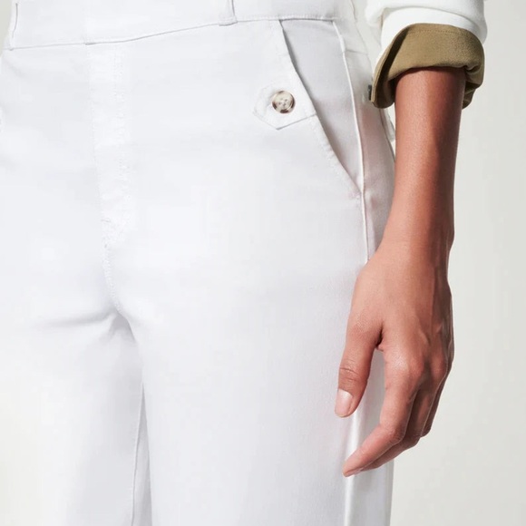 Spanx white wide leg stretch twill cropped pants - Small Petite - Picture 3 of 6